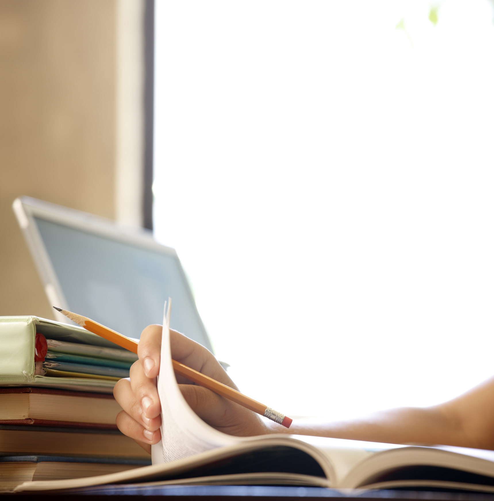 Close up of teenager doing homework